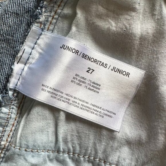 Ella Moss High Waist Straight Ankle Raw Hem Jeans with Pink Accent Stitching - Picture 8 of 11